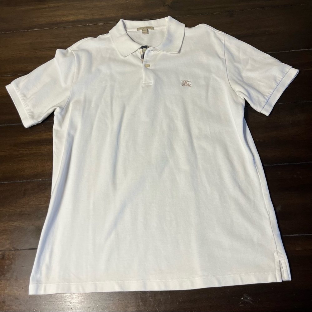 Burberry Brit Mens White Cotton Collared Short Sleeve Polo Shirt Size Large